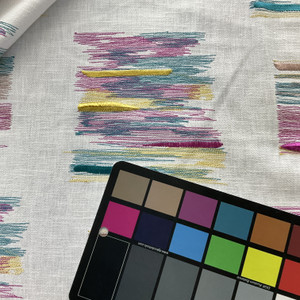 tfa Change It Up Embroidered Fuchsia | Medium/Heavyweight Duck Fabric | Home Decor Fabric | 53.6" Wide