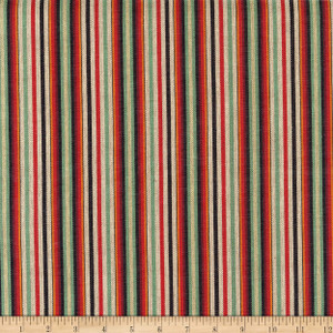Laura & Kiran Yarn Dyed Outwest Zapata Stripe Woven Red/Black/Green | Medium/Heavyweight Woven Fabric | Home Decor Fabric | 56" Wide
