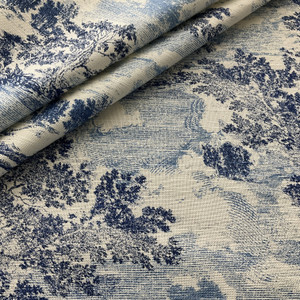 3.66 Yard Piece of EXCLUSIVE Premier Prints Colonial Toile Cotton Duck Blue  | Medium Weight Duck Fabric | Home Decor Fabric | 54 Wide