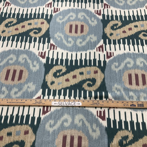 PKL Studio Connoisseur Byzantium Ikat Duck Teal | Medium Weight Duck Fabric | Home Decor Fabric | 54" Wide