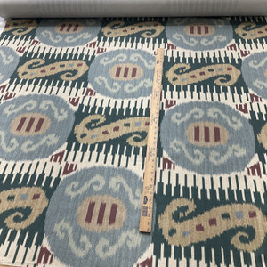 PKL Studio Connoisseur Byzantium Ikat Duck Teal | Medium Weight Duck Fabric | Home Decor Fabric | 54" Wide