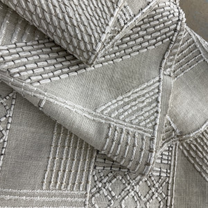 tfa What's the Stitch Embroidered Slub Duck Graphite | Medium/Heavyweight Duck Fabric | Home Decor Fabric | 54" Wide