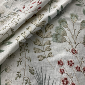 Swavelle Embroidered Herbalist Floral Woven Spa | Medium Weight Woven Fabric | Home Decor Fabric | 51" Wide