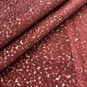 Europatex Safari Leopard Velvet Burgundy | Very Heavyweight Velvet Fabric | Home Decor Fabric | 55" Wide