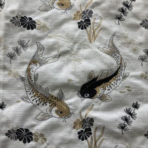 Claridge Home Koi Embroidered Woven Linen | Medium Weight Basketweave Fabric | Home Decor Fabric | 54" Wide