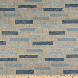 Performatex Block Weave Outdoor Woven Blue Beige | Heavyweight Outdoor, Jacquard Fabric | Home Decor Fabric | 54" Wide