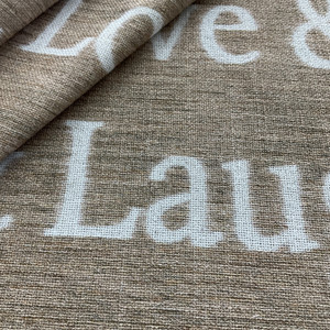 Modern Coastal Love and Laugh Donegal Woven Natural | Heavyweight Woven Fabric | Home Decor Fabric | 54" Wide