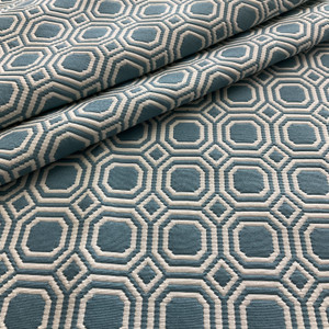 Blair Octagon Matelasse Aqua | Heavyweight Matelasse Fabric | Home Decor Fabric | 54" Wide