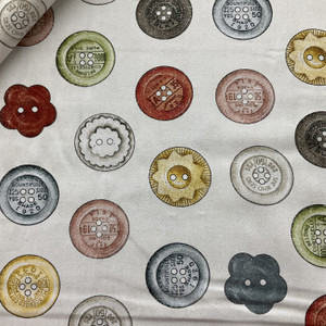 Riley Blake She Who Sew Canvas Button Tin Offwhite | Home Decor Fabric | 58" Wide