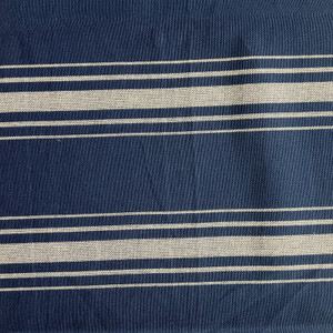 Laura & Kiran Harbor Stripe Woven basketweave White On Navy | Medium/Heavyweight Basketweave, Woven Fabric | Home Decor Fabric | 54" Wide
