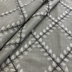 PKL Studio Clover Lane Embroidery Woven Smoke | Heavyweight Woven Fabric | Home Decor Fabric | 54" Wide