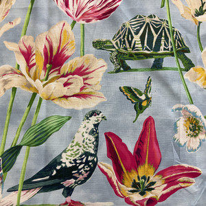 Harrison Howard Enchanted Garden Floral Slub Duck Robin's Egg | Lightweight Duck Fabric | Home Decor Fabric | 54" Wide