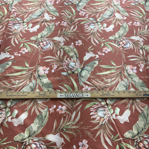 Marsala STOF France Digital Chloris Satin Marsala | Medium Weight Satin Fabric | Home Decor Fabric | 55" Wide
