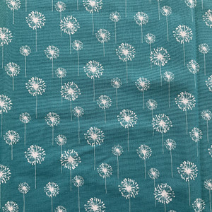 Cream/Blue Premier Prints Small DandelionTrue Turquoise | Home Decor Fabric | 54" Wide