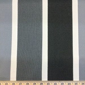 2.5 Yard Piece of Stripes in Gray / Black / Off White | Isleworth Stripe in Smoke by BELLA-DURA | Indoor / Outdoor Fabric | WATER RESISTANT | 54" Wide | BTY