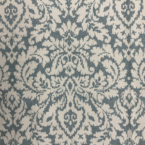 2.25 Yard Piece of Damask Home Decor Fabric | Teal / Silver / Off White | Curtains / Light Upholstery | 100% Cotton | 54" Wide | By the Yard | Waverly "Dashing Damask" in Mineral