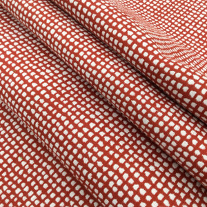 3.125 Yard Piece of Dappled Check Jaquard Fabric in Red and White | Medium to Heavy Upholstery | 54" Wide | By the Yard | Theory in Vermillion