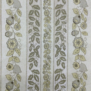 3.33 Yard Piece of Floral Striped Fabric in Beige / Tan | Upholstery | Durable | 54" Wide | By the Yard