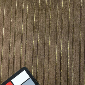 3 Yard Piece of Brown Chenille with Yellowish Beige Stripes | Heavy Duty Upholstery Fabric | 54W | JAQ-1070-REM2