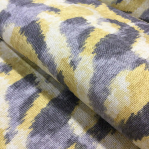 2 Yard Piece of Boho Chic Ikat Damask in Yellow and Gray | Medium Weight Home Decor Fabric | Curtains / Slipcovers | 54" Wide | By the Yard