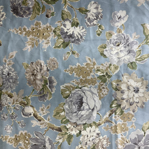 Blue Green Grey Floral | Home Decor Fabric | Blue Grey Floral | Drapery | P/Kaufmann | 54" Wide | By The Yard