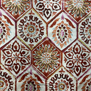 Summer Breeze in Crimson | Home Decor Fabric | Mosaic Tile Red Pink | P/Kaufmann | 54" Wide | By The Yard