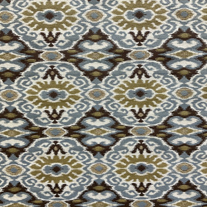 Francetta in Mud | Upholstery Fabric | Blue Brown Ikat Jacquard | Medium Weight | 54" Wide | By The Yard