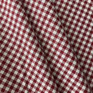 Frye in Flame | Upholstery / Slipcovers Fabric | Check Plaid in Dk Red and Off White | Medium Weight | 54" Wide | By the Yard