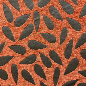 Rush Orange Chenille with Brown Teardrops | Upholstery Fabric | Heavyweight | Durable | 54" Wide | By the Yard