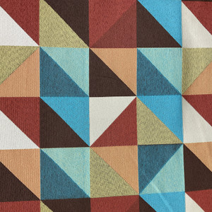 Geometric Triangles in Blue / Orange / Yellow | Upholstery / Slipcover Fabric | Jacquard | Medium Weight | 54" Wide | By the Yard