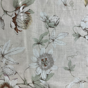 Country Cottage in Blush | Home Decor Fabric | Light Beige Green Tan Floral | Linen Like | Kaufmann | 54" Wide | By the Yard