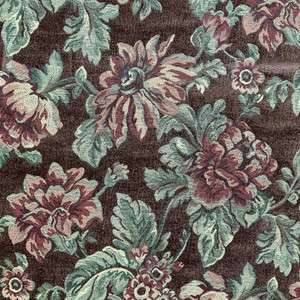 Red Brown Green Floral Jacquard | Upholstery Fabric | Soft Textured | Medium Weight | 54" Wide | By The Yard