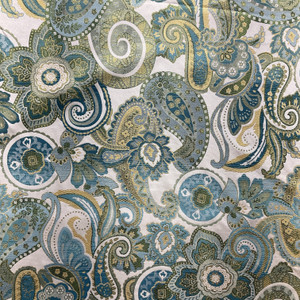 Paisley in Green / Blue / Yellow | Upholstery Fabric | Jacquard | Medium-Heavyweight | 54" Wide | By the Yard