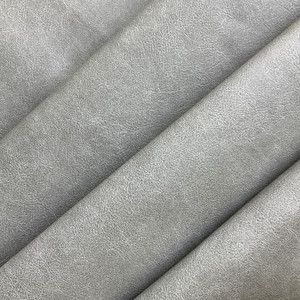 Medium Gray | Faux Leather Upholstery Fabric | Natural Light Grain | Felt-Backed Vinyl | Heavy Weight / Durable | 54" Wide | By the Yard