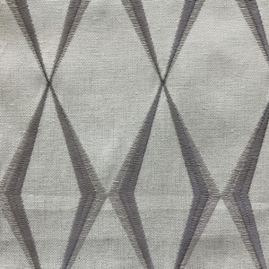 Astoria in Grey | Embroidered Fabric | Grey / Off White Diamond Design | Drapery / Upholstery | 54" Wide | By the Yard