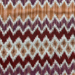 Tiger in Multi | Upholstery Fabric | Red Purple Orange Chevron Jacquard | Medium Weight | 54" Wide | By The Yard