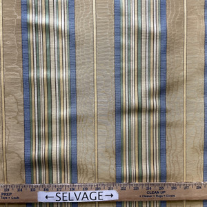 Birkhale in Desert Beach | Lightweight Upholstery / Drapery Fabric | Stripes in Tan / Blue / Yellow | Medium Weight | 54" Wide | By the Yard