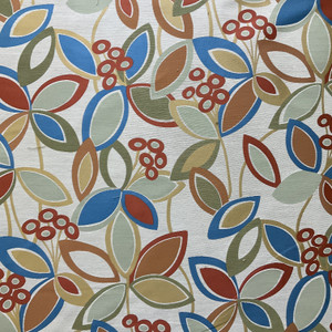 Tango in Blue | Upholstery Fabric | Yellow Blue Green Orange Floral | Medium Weight | 54" Wide | By The Yard