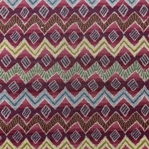 Zig Zag in Berry Crush | Upholstery Fabric | Purple Blue Green Chevron Jacquard | Medium Weight | 54" Wide | By The Yard