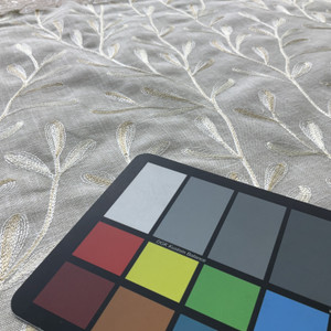 Tangle in Oat | Embroidered Drapery Fabric | Beige Tan Leafy Vines | Medium Weight | 54" Wide | By The Yard