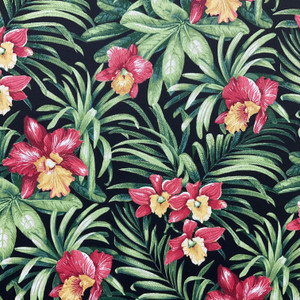 Turcotte in Onyx | OUTDOOR Home Decor Fabric | Tropical Floral in Red / Green / Black |  Berkshire Home | Medium Weight | 54" Wide | By the Yard (Also Sku PHX0224-1072)