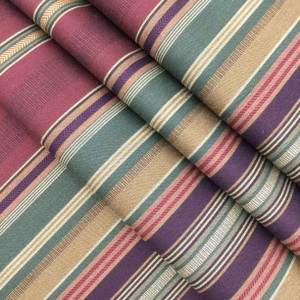 1 Yard Piece of Horizontal Stripes in Burgundy, Green, Tan, and Plum | Drapery / Upholstery / Slipcover Fabric | 54" Wide | By the Yard
