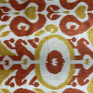 Paradise in Fresco | Home Decor Fabric | Orange / Pink Ikat | Drapery | 54" Wide | By the Yard