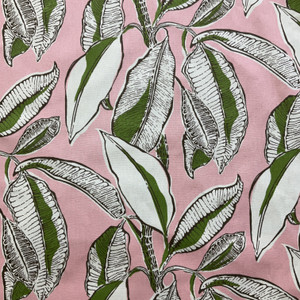 Botanical in Pink | Home Decor Fabric | Large Scale Leaves in Pink / Green | PKL Studio | 45" Wide | By the Yard