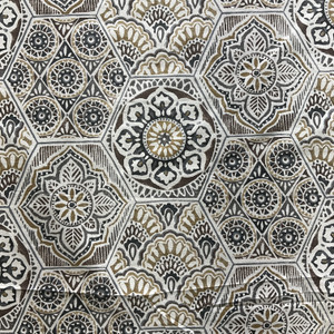 Calista in Granite | Home Decor Fabric | Brown Black Tan Hexagon Design | Richloom | 54" Wide | By the Yard