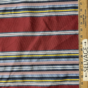 Multi-colored Stripe | Upholstery Fabric | Red Blue Yellow Stripe | Medium-Lightweight | 54" Wide | By The Yard