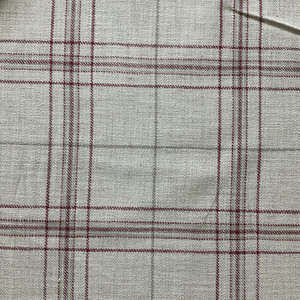 Stefano in Ruby | Oatmeal Red Tartan Plaid Upholstery Fabric | Midweight Home Decor | Marlatex | Cotton Blend Twill | 54' Wide | Sold BTY