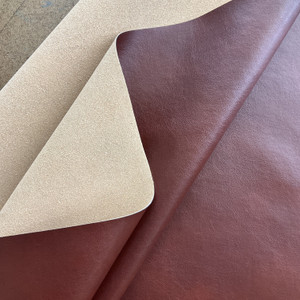Cantina in Chili / Reddish Brown | Faux Leather Vinyl Upholstery Fabric | Light Grain | Workable | 54" Wide | By the Yard