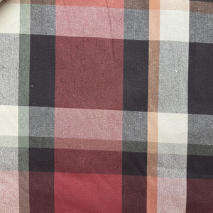 Kingston in Spice | Plaid Twill Fabric in  Warm Red , Orange, Brown with Tan   | Midweight Home Decor Fabric | Cotton Blend  | Diversitex | 54" Wide | BTY