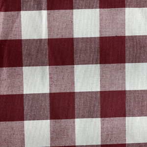 Buffalo in Radish | Red and Cream Woven Buffalo Check Duck Fabric | Home Decor | Drapery | Marlatex | 54 Wide | Sold BTY